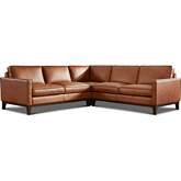 Chelsea 3 Piece Sectional Sofa in Honey Brown Top Grain Leather